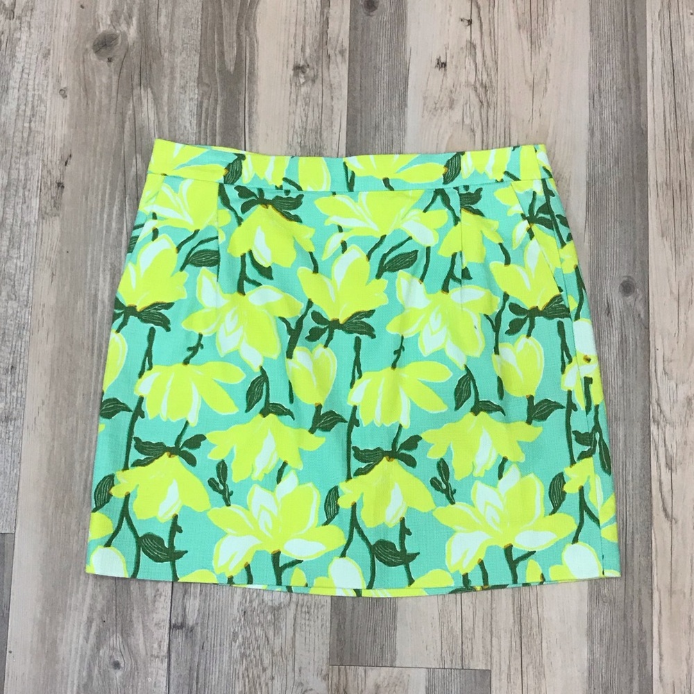 J.Crew yellow floral mini pencil skirt sz 8